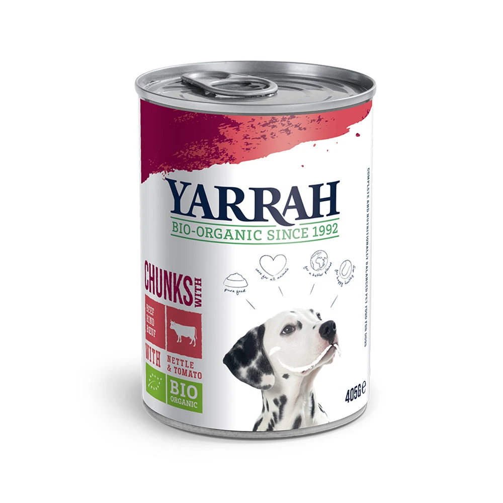 Yarrah - Natvoer Hond Blik Chunks Met Rund Bio 2 Yarrah - Natvoer Hond Blik Chunks Met Rund Bio - Afbeelding 2