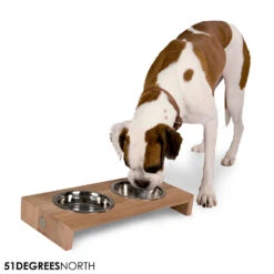 51 Degrees North Double Voerbak Teak -Huisdierbenodigdheden 51 degrees north double voerbak teak 210362 1000 none